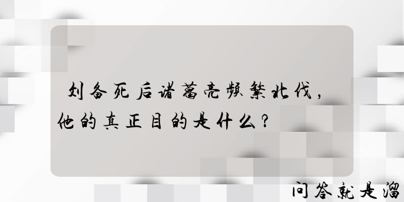 刘备死后诸葛亮频繁北伐，他的真正目的是什么？